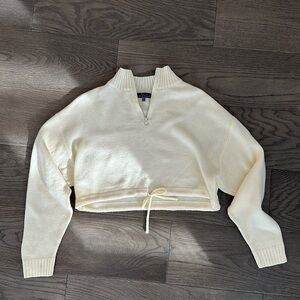 Blue Blush Cropped Half Zip Sweater